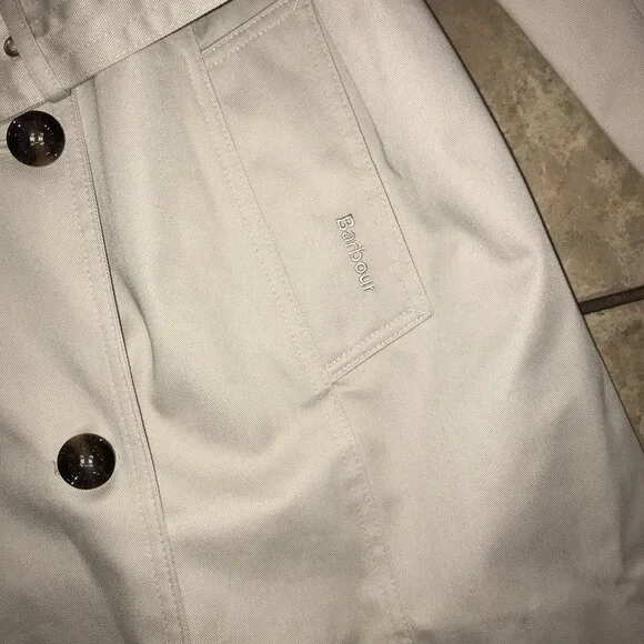 Women's Barbour Short Greta Showerproof Trench Coat Jacket-Size 14 - Picture 14 of 16